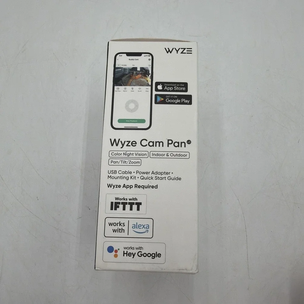Wyze Cam Pan Indoor Outdoor Camera White WYZECPAN3 Open Box